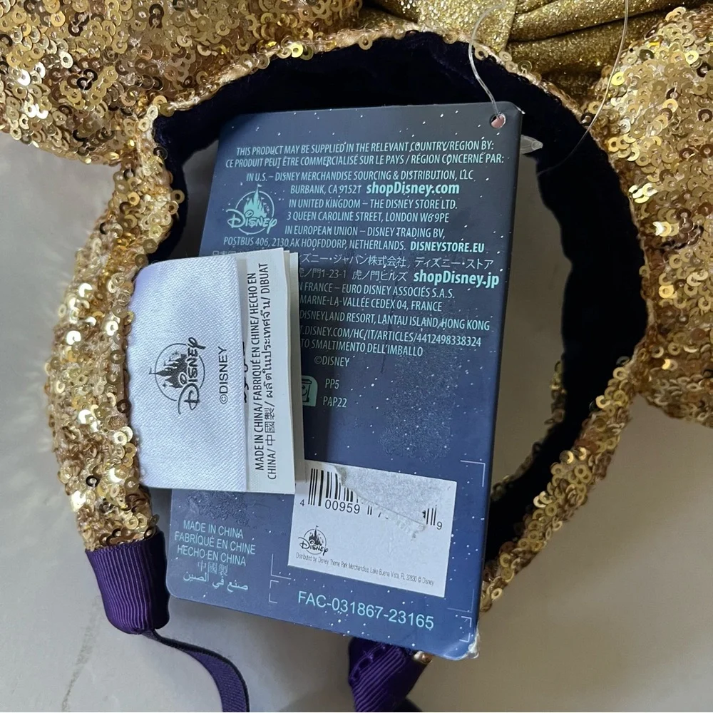 Disney Wish Adaptive Ear Headband Gold and Navy Kids Minnie Mouse Ears